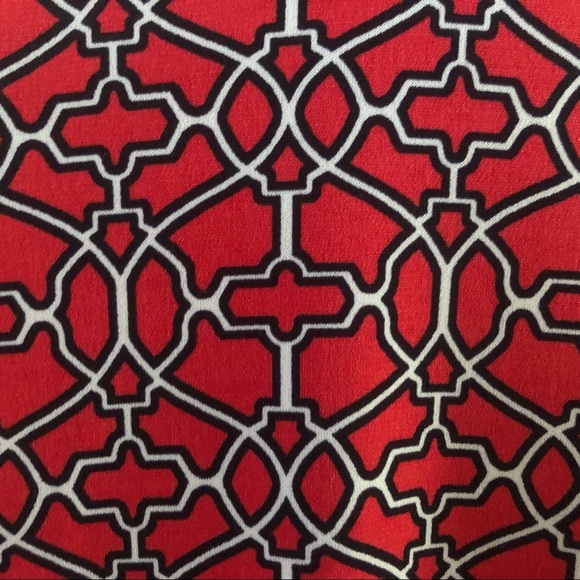 Laundry Shelly Segal Top S 3/4 Sleeve Ruched Button Down Bold Red Pattern - Picture 6 of 6